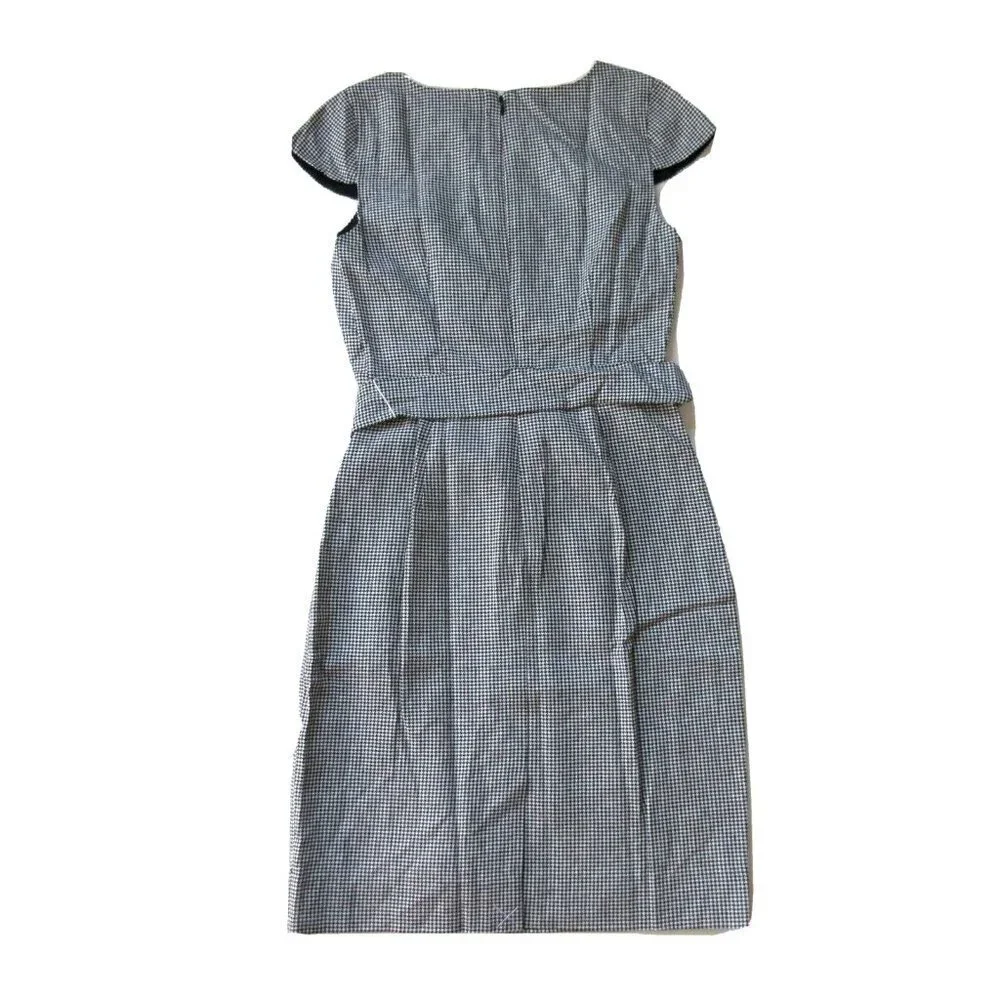 NWT J.Crew 365 Tie Front Sheath in Mini Houndstooth Linen Blend Dress 10 $188